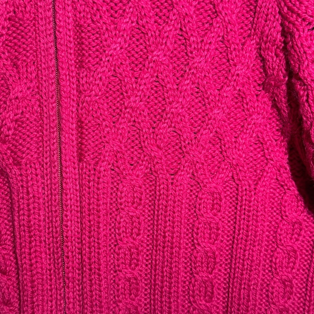 Aran Sweater Market Merino Wool Full Zip Cable Knit Fisherman Cardigan Sweater M - Picture 3 of 8